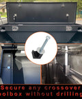 Heavy Duty Truck Toolbox Mounting Kit With Fastening Nuts For Aluminum Pickup Bed Toolbox Secure J Hooks installed view