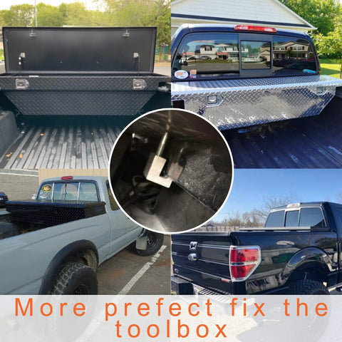Heavy Duty Truck Toolbox Mounting Kit With Fastening Nuts For Aluminum Pickup Bed Toolbox Secure J Hooks installed view