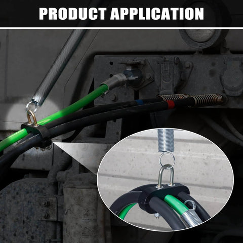 2 Pack 25 Inch Single Tender Spring Kit For Trucks And Trailers With Heavy Duty ABS Air Line Hose Tracker And 3 Hose Holders Ideal For Semi Trucks Trailers And Tractors, installed view