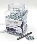 Jar of Eight By Seven Sixteenth Inch Truss Head Ball Bearing Drawer Slide Screws, zinc-plated with Phillips drive bit included