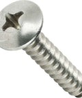 No 12 1.5 Inch Truss Head Self-Tapping Sheet Metal Screws Full Thread Phillips Drive Stainless Steel 18-8 Bright Finish close-up