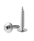 Close-up view of #8 x 3/4 Inch Truss Head Wood Screws, 410 Stainless Steel Self Tapping Screws for Wood to Metal, Corrosion Resistant Fasteners