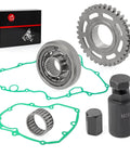 Flywheel Puller And Starter Clutch Gear Kit With One Way Bearing And Gasket Set For TRX450ER Electric Start 2006 2009 2011 2014 Replacement Complete Kit Ready To Roll visible with gears, gaskets, and bearing components.