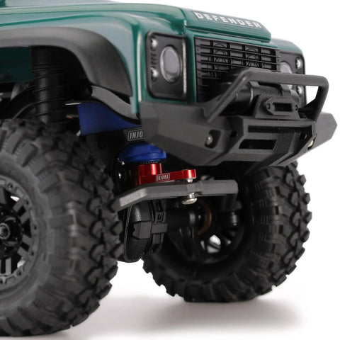 Close-up of installed 25T Servo Horn Upgrade For 1/18 TRX4M, featuring black and red anodized CNC aluminum with etched logo and durable metal build.