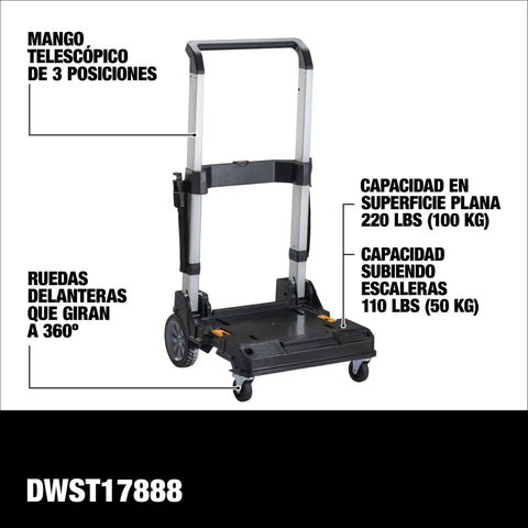 Heavy Duty TSTAK Trolley Cart With 360 Degree Swivel Front Casters And Telescoping Aluminum Handle 200 Lb Load Capacity Stackable