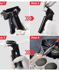 2.5 Inch Tube Extrusion Tool Industrial Size Dispenser For RTV And Silicone in step-by-step use with gloves and engine block.