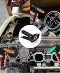 Collage of Pro Grade Tube Squeezer Tool For Silicone And RTV Dispensers in use on various automotive parts.