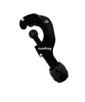 Versatile Tubing And Pipe Cutter For Copper Brass PVC Thin Stainless Steel And Aluminum From One Eighth Inch To One And Three Eighths Inch Outer Diameter With An Extra Blade And Reamer Lightweight Alloy Steel For Clean Precise Cuts In Plumbing And DIY showing lightweight alloy steel tubing cutter with black handle.