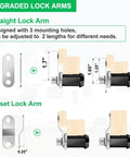 Protect tools, cabinets, and RV compartments with a 2-pack 5/8 inch keyed-alike cam lock set showing upgraded lock arms and measurements.