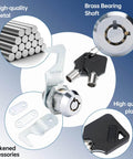 Durable 5/8 inch tubular cam toolbox locks with two keys, zinc alloy chrome finish, rustproof waterproof components shown