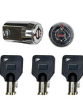 19mm Tubular Roll-Up Lock Cylinder with 1 Cylinder and 3 Keys, showing the lock and keys for secure access in storage facilities.