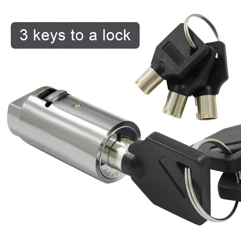 Durable tubular vending machine lock with chrome finish, zinc alloy body and copper core; includes three stainless keys.