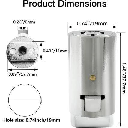 Durable tubular vending machine lock with chrome finish, zinc alloy body and copper core; includes dimensions and keyhole details.