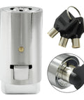 Durable tubular vending machine lock with chrome finish, zinc alloy body, copper core, and three stainless keys for T-handle devices.