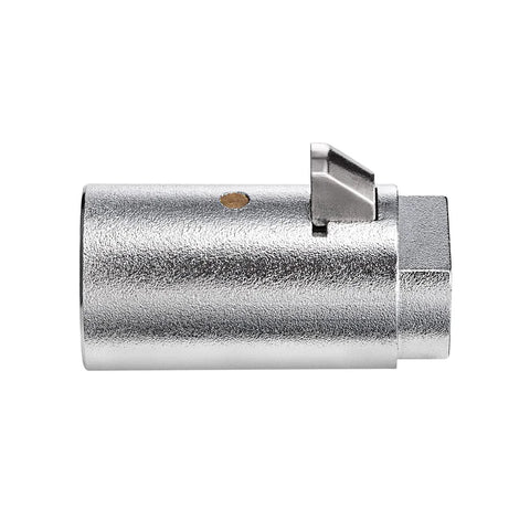 Side view of a durable chrome tubular vending machine lock with zinc alloy, ideal for Coke snack candy soda machines replacement in busy environments.