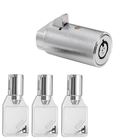 Tubular Vending Machine Lock With Keys Three Pack Keyed Alike Zinc Alloy Chrome Durable Workhorse Replacement Lock for T Handle Machines