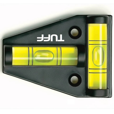 Top view of Shatterproof Waterproof Level Tool For RVs And Campers With Spirit Bubble Level, 2-Way T Level Cross Check Leveler TUFF USA