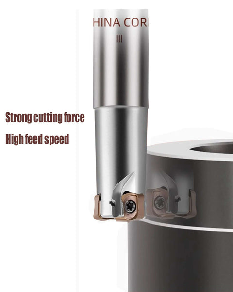 Three Eighths Inch Shank Tungsten Steel Indexable Boring Bar End Mill Tool Holder For Rough Milling And Deep Feed With 90 Degree Right Hand Cut