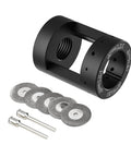 Aluminum Tungsten Electrode Sharpener Grinder Head For TIG Welding Tool with five 25mm diamond wheels and two connecting rods.