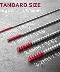 Red 3 32nd Inch TIG Tungsten Electrodes 7 Inch 10 Pack WT20 EWth 2 For TIG Welding AWS A5 12M EN 26848 Compliance