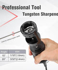 Hand holding Aluminum Tungsten Electrode Sharpener Grinder Head For TIG Welding Tool with multi angle offsets and cut off slot