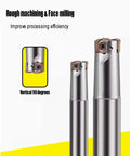 Three Eighths Inch Shank Tungsten Steel Indexable Boring Bar End Mill Tool Holder For Rough Milling And Deep Feed With 90 Degree Right Hand