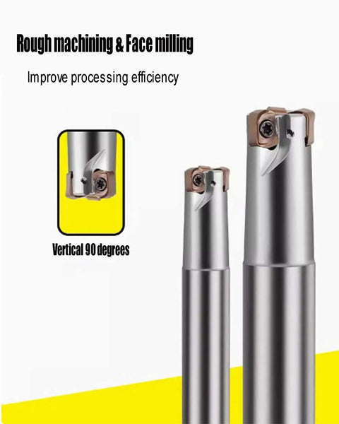 Three Eighths Inch Shank Tungsten Steel Indexable Boring Bar End Mill Tool Holder For Rough Milling And Deep Feed With 90 Degree Right Hand