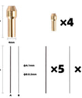 Jewelry Spot Welding Pen With Tungsten Needle Clip And Pole Clip shown with rods and sizes for jewelry repair and DIY metal work