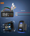 Dimensions of Turn Signal Switch With Flasher Relay Kit And Beefed Up 4 Pin Rocker On Off On Switch Blue LED Laser Etched SPDT Toggle