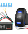 Turn Signal Switch With Flasher Relay Kit And Beefed Up 4 Pin Rocker On Off On Switch Blue LED Laser Etched SPDT Toggle visible