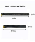Indexable Lathe Tool Holder Set For Turning Milling And Boring, 14 Piece Set With 3/8 Inch Shank 10mm, Includes 12 Carbide Inserts CCMT21.51 DCMT21.51 And 2 Boring Bar Holders With Wrench, 40CrMo Steel Black Oxide