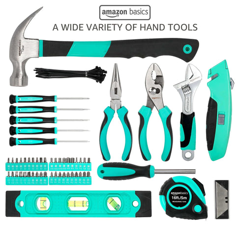 104 Piece Home Repair Tool Set With Easy Carrying Pouch For DIY Projects And Everyday Fixes Includes Hammer Pliers Screwdrivers Bits