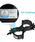 Four Pack Black Swivel Double Truss Clamps For Two Inch Truss Tubes, 360 Degree Wrap Around DJ Stage Lighting Clamp, TUV Certificate