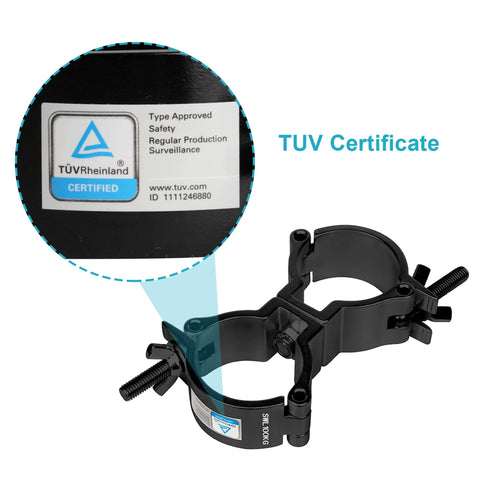 Four Pack Black Swivel Double Truss Clamps For Two Inch Truss Tubes, 360 Degree Wrap Around DJ Stage Lighting Clamp, TUV Certificate