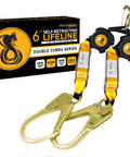 Six Foot Twin Leg Self Retracting Lifeline No Tangling Web SRL Lanyard Class One Fall Protection ANSI OSHA Compliant Lightweight