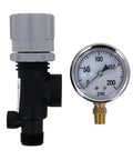 Twin Pack Pressure Regulator With 200 PSI Gauge for Sprayers and Irrigation, 3/4 Inlet MNPT to 3/4 In FNPT Outlet, 1/4 Gauge Port