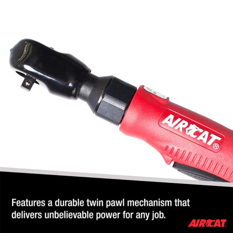 Close-up of Pneumatic Tools 802: Composite Twin Pawl Ratchet Wrench 70 ft-lbs of Torque - 3/8-Inch showing twin pawl mechanism