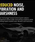 Two vehicles showcasing reduced noise, vibration, and harshness with Twin Technology Active Control System description.