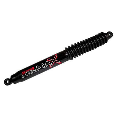 Black MAX Shock Absorber With Black Boot For Trucks And SUVs Twin Tube Construction With Foam Cell Technology on white background