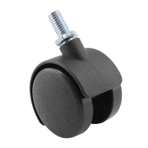 Twin Wheel Nylon Castors With M8 x 13mm Threaded Stem For Office Chairs Shelves And Carts, 1.57 inch wheel, black