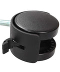 Twin Wheel Nylon Castors With M8 x 13mm Threaded Stem For Office Chairs Shelves And Carts, 100lb Total Capacity, close-up view with brake
