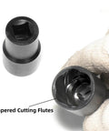 Close-up of 22 Piece Bolt Nut Extractor Set With One Half Inch And Three Eighths Inch Drive Pro Grade Impact Lug Nut Remover Sockets