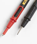 Close-up of Twistguard Test Leads, 2 mm Diameter Probe Tips in red and black with extendable WearGuard insulation.