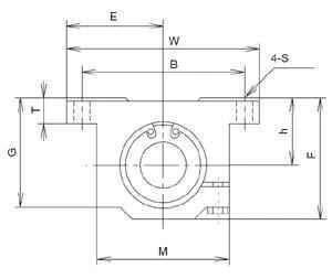 Technical diagram of ✝️ TWJ16UU NB 1" inch Ball Bushing Adjustable Block Linear Motion, showcasing dimensions for mechanical systems.