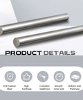 Two Pack 12 Inch Long 0.625 Inch Diameter 1018 Carbon Steel Round Rods, Cold Rolled, Unpolished Finish, Steel Bar Stock