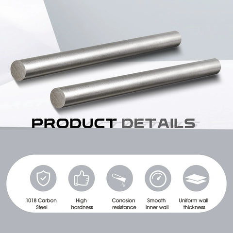 Two Pack 12 Inch Long 0.625 Inch Diameter 1018 Carbon Steel Round Rods, Cold Rolled, Unpolished Finish, Steel Bar Stock
