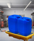 Two Drum Spill Containment Pallet With Drain Outlet 26 X 14 X 4.7 Inch Heavy Duty Leakproof Platform 2000 Lb Load Capacity
