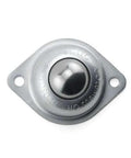Front view of (Case of 10) Hudson Bearings BT-1CS Two-Hole Flange Mounted Ball Transfer, Carbon Steel, 1" Diameter, 75 lbs Load Capacity.