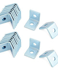 Durable two-hole L-shaped connector bracket for 1-5/8 inch strut channels with a 1/2 inch bolt displayed in multiple angles