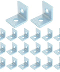 Pack of 20 durable two-hole L-shaped connector bracket for 1-5/8 inch strut channels with a 1/2 inch bolt, electrogalvanized finish